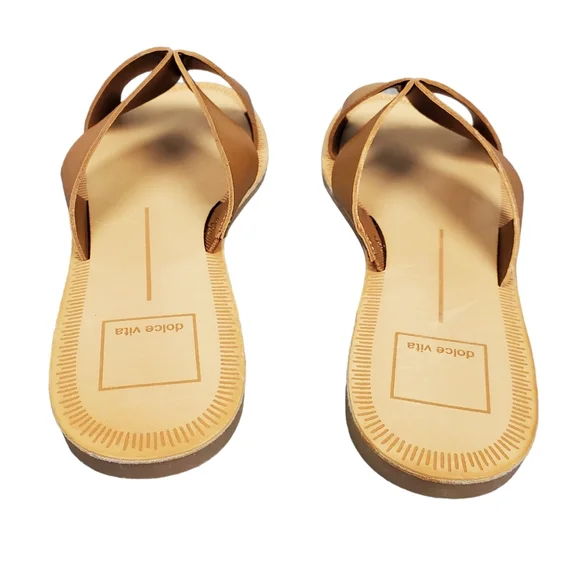 Dolce Vita Womens Chaia Tan Leather Slide Sandals Shoes Size 6 - Picture 5 of 8